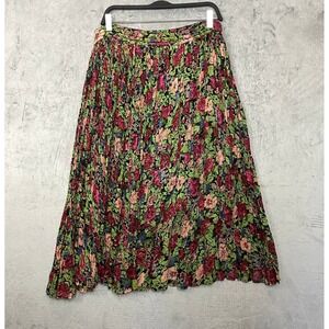 Vintage Cottagecore Cotton Midi Skirt Plus Size 2X/3X Crinkle Floral Boho‎ Party